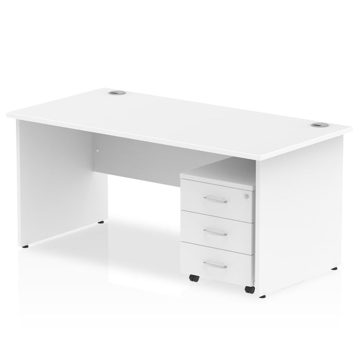 Impulse Panel End Straight Desk With Mobile Pedestal Workstations Dynamic Office Solutions White 1200 3 Drawer