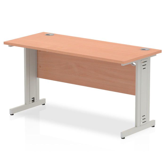 Impulse Slimline Desk Cable Managed Leg - Grey Oak Desks Dynamic Office Solutions Beech Silver 1400mm x 600mm
