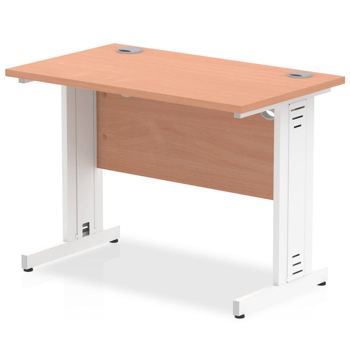 Impulse Slimline Desk Cable Managed Leg - Grey Oak Desks Dynamic Office Solutions Beech White 1000mm x 600mm