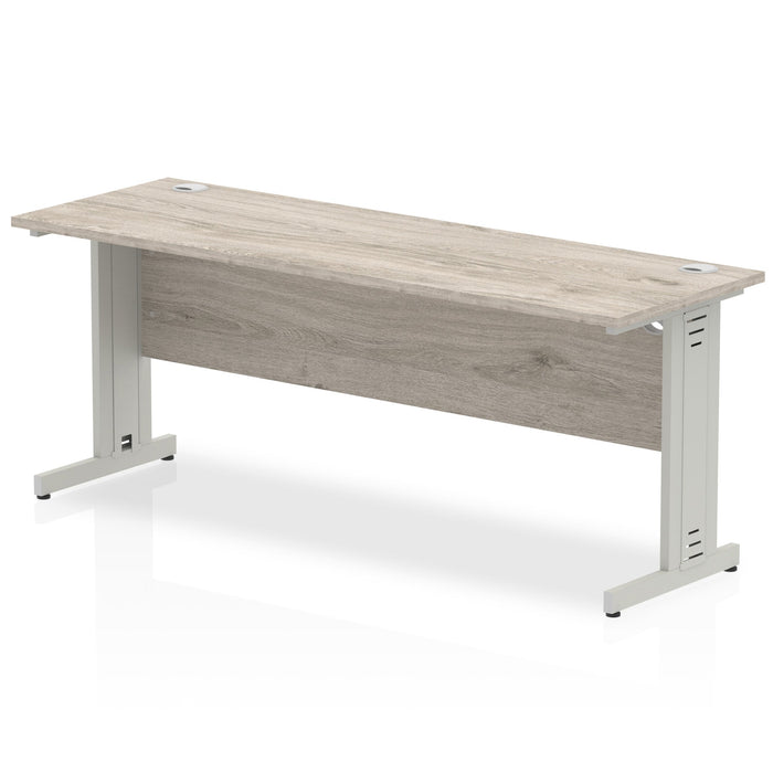 Impulse Slimline Desk Cable Managed Leg - Grey Oak Desks Dynamic Office Solutions Grey Oak Silver 1800mm x 600mm