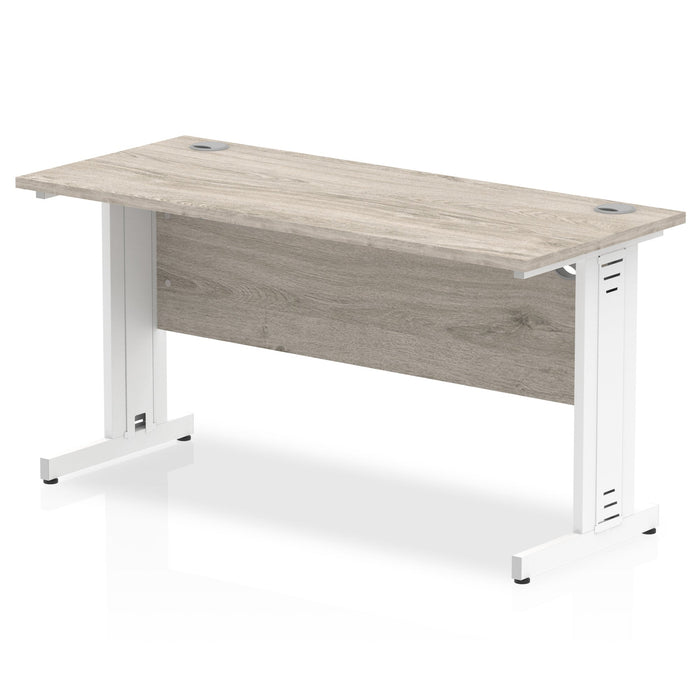 Impulse Slimline Desk Cable Managed Leg - Grey Oak Desks Dynamic Office Solutions Grey Oak White 1400mm x 600mm