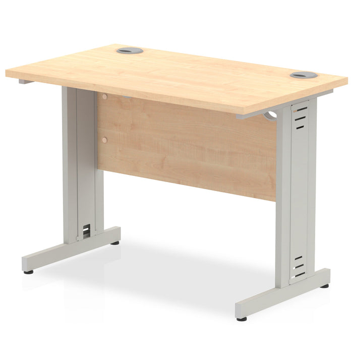 Impulse Slimline Desk Cable Managed Leg - Grey Oak Desks Dynamic Office Solutions Maple Silver 1000mm x 600mm