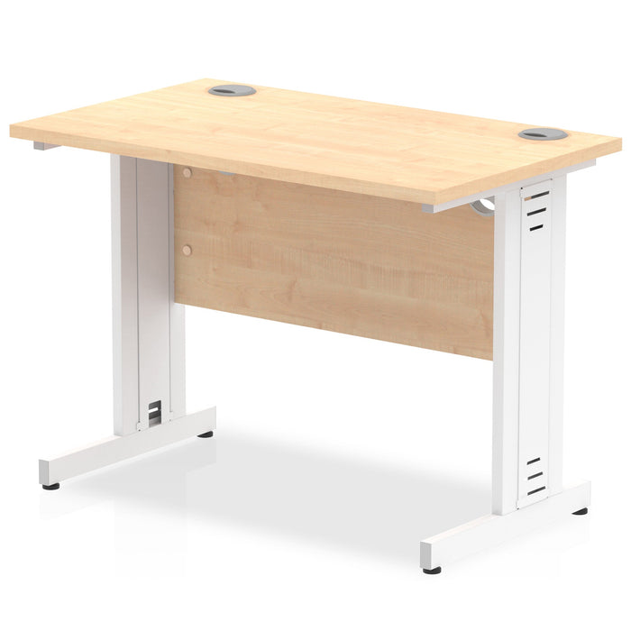 Impulse Slimline Desk Cable Managed Leg - Grey Oak Desks Dynamic Office Solutions Maple White 1000mm x 600mm
