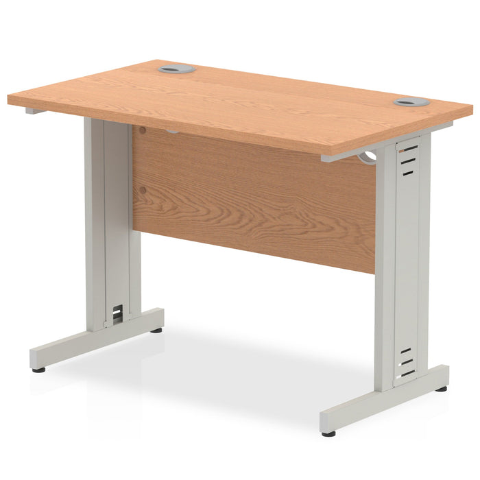 Impulse Slimline Desk Cable Managed Leg - Grey Oak Desks Dynamic Office Solutions Oak Silver 1000mm x 600mm