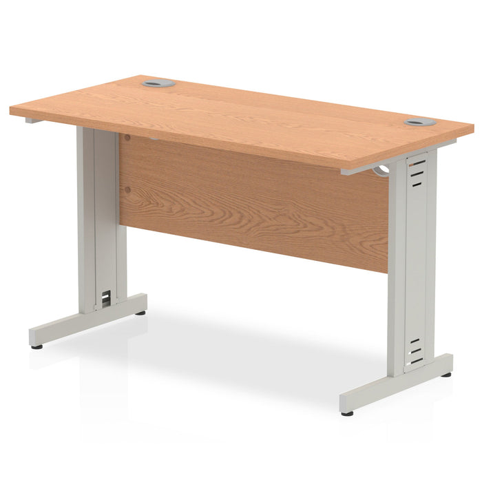 Impulse Slimline Desk Cable Managed Leg - Grey Oak Desks Dynamic Office Solutions Oak Silver 1200mm x 600mm