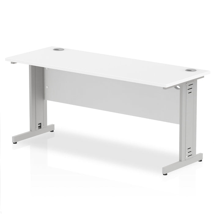 Impulse Slimline Desk Cable Managed Leg - Grey Oak Desks Dynamic Office Solutions White Silver 1600mm x 600mm
