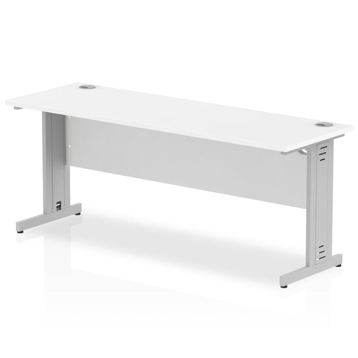 Impulse Slimline Desk Cable Managed Leg - Grey Oak Desks Dynamic Office Solutions White Silver 1800mm x 600mm