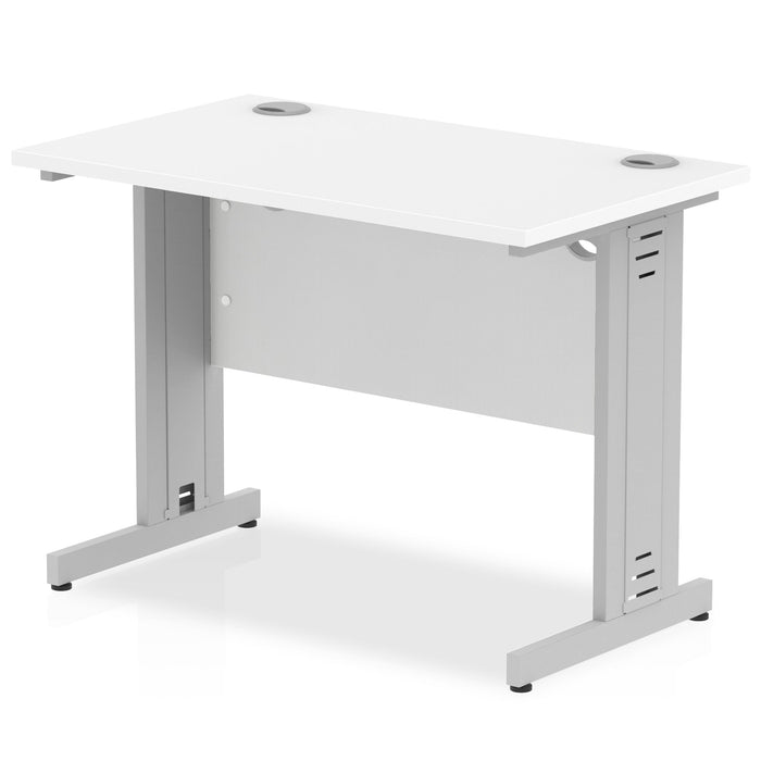Impulse Slimline Desk Cable Managed Leg - Grey Oak Desks Dynamic Office Solutions White White 1000mm x 600mm