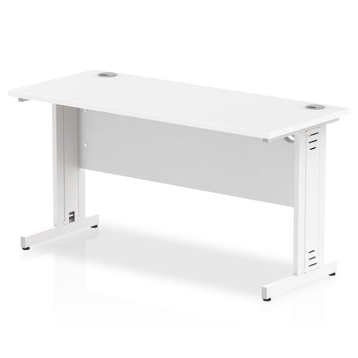Impulse Slimline Desk Cable Managed Leg - Grey Oak Desks Dynamic Office Solutions White White 1400mm x 600mm