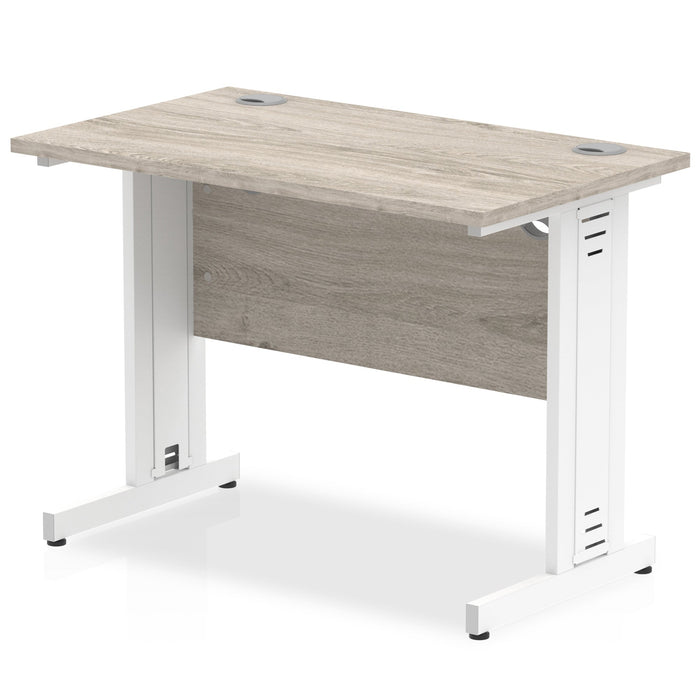 Impulse Slimline Desk Cable Managed Leg - White Desks Dynamic Office Solutions Grey Oak White 1000mm x 600mm