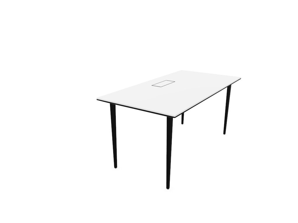 Longo Rectangular Office Desk - Black Frame WORKSTATION Actiu White 1400mm x 800mm Cable Access