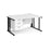 Maestro 25 cable managed leg right hand wave office desk with 3 drawer pedestal Desking Dams White Black 1400mm x 800-990mm