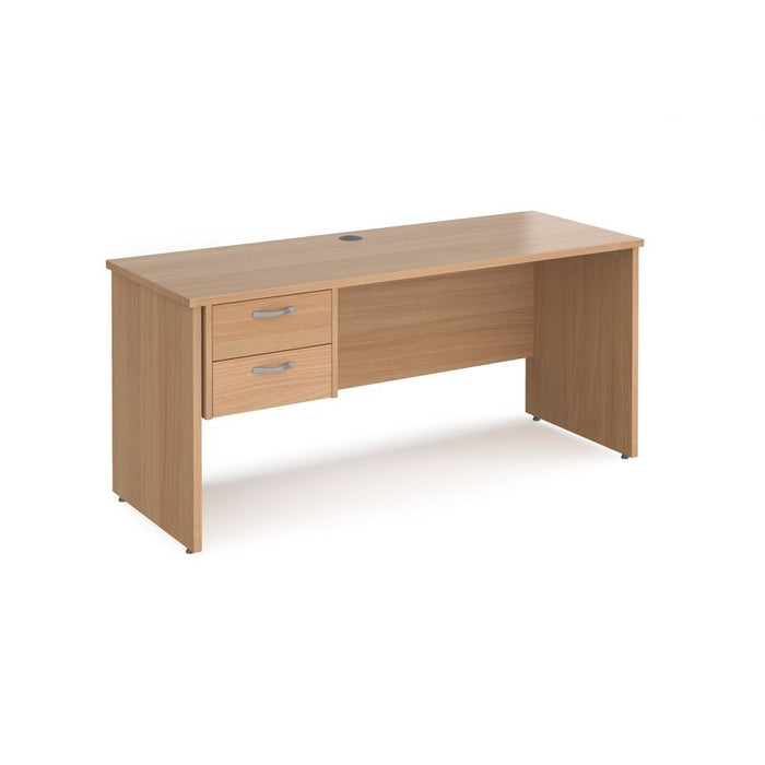 Maestro 25 Panel Leg narrow straight desk with 2 drawer pedestal Desking Dams Beech 1600mm x 600mm 