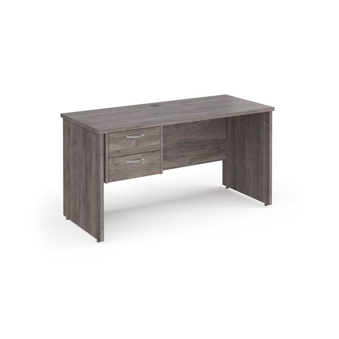 Maestro 25 Panel Leg narrow straight desk with 2 drawer pedestal Desking Dams Grey Oak 1400mm x 600mm 