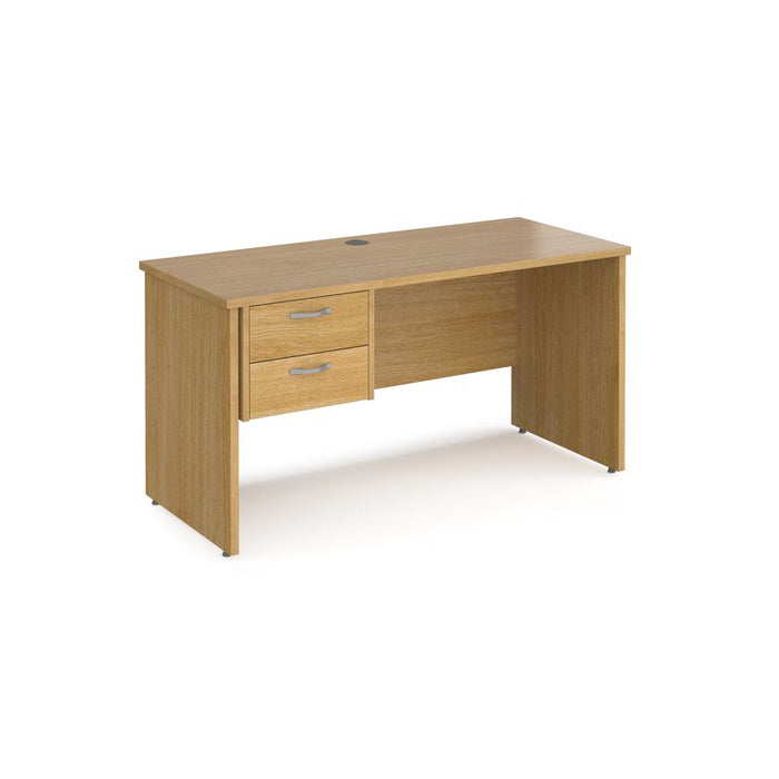Maestro 25 Panel Leg narrow straight desk with 2 drawer pedestal Desking Dams Oak 1400mm x 600mm 