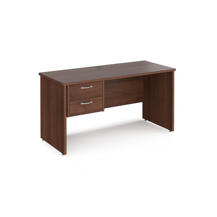 Maestro 25 Panel Leg narrow straight desk with 2 drawer pedestal Desking Dams Walnut 1400mm x 600mm 