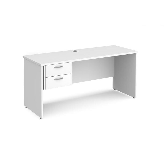 Maestro 25 Panel Leg narrow straight desk with 2 drawer pedestal Desking Dams White 1600mm x 600mm 