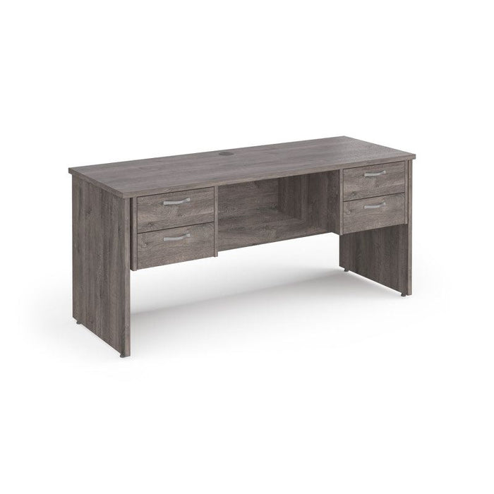 Maestro 25 Panel Leg Narrow straight desk with two x 2 drawer pedestals Desking Dams Grey Oak 1600mm x 600mm 
