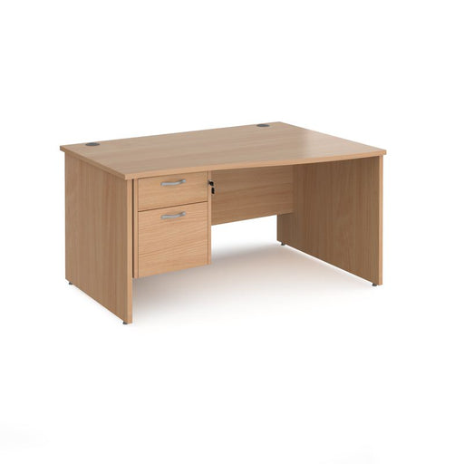 Maestro 25 Panel Leg right hand wave desk with 2 drawer pedestal Desking Dams Beech 1400mm x 800-990mm 