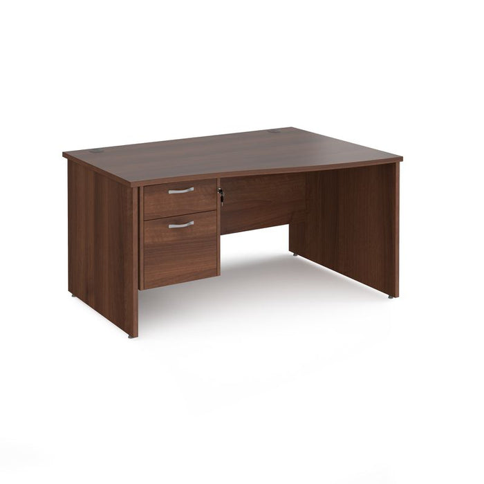 Maestro 25 Panel Leg right hand wave desk with 2 drawer pedestal Desking Dams Walnut 1400mm x 800-990mm 