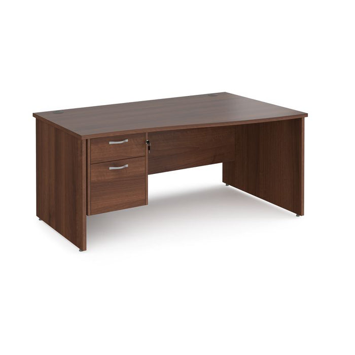 Maestro 25 Panel Leg right hand wave desk with 2 drawer pedestal Desking Dams Walnut 1600mm x 800-990mm 