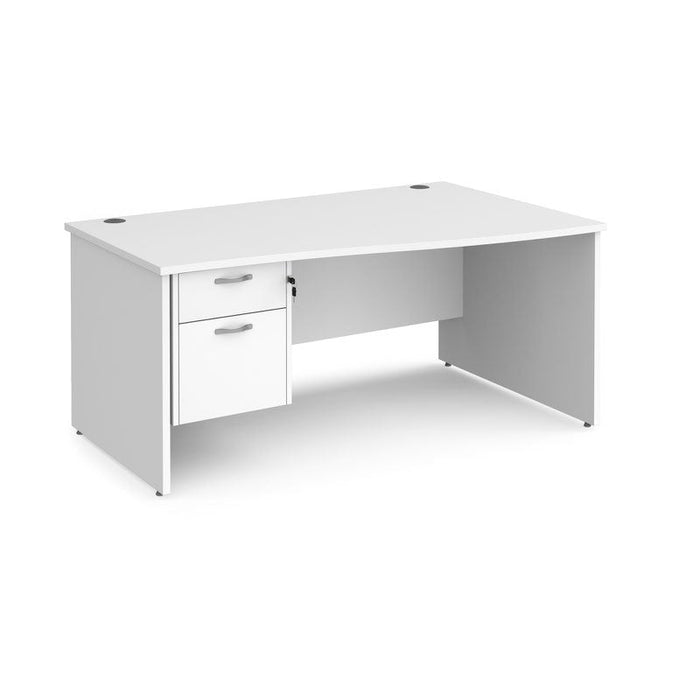Maestro 25 Panel Leg right hand wave desk with 2 drawer pedestal Desking Dams White 1600mm x 800-990mm 