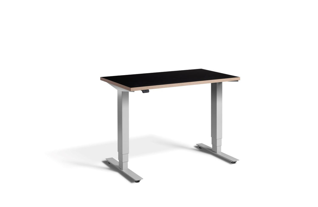 Mini Height Adjustable Desk 1000 x 600mm Desking Lavoro Silver Black / Ply Edge 
