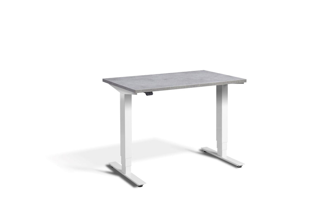 Mini Height Adjustable Desk 1000 x 600mm Desking Lavoro White Concrete 