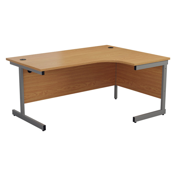 One Cantilever Crescent Office Desk - 1800mm x 1200mm Corner Office Desks TC Group Oak Silver Right Hand