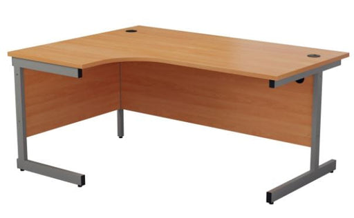 One Cantilever Crescent Office Desk Beech - 1600mm x 1200mm Corner Office Desks TC Group Beech Silver Left Hand