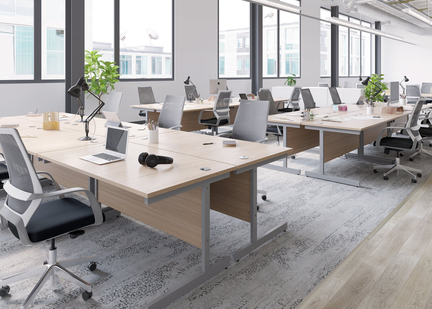 One Cantilever Rectangular Office Desks - 600mm Deep Rectangular Office Desks TC Group