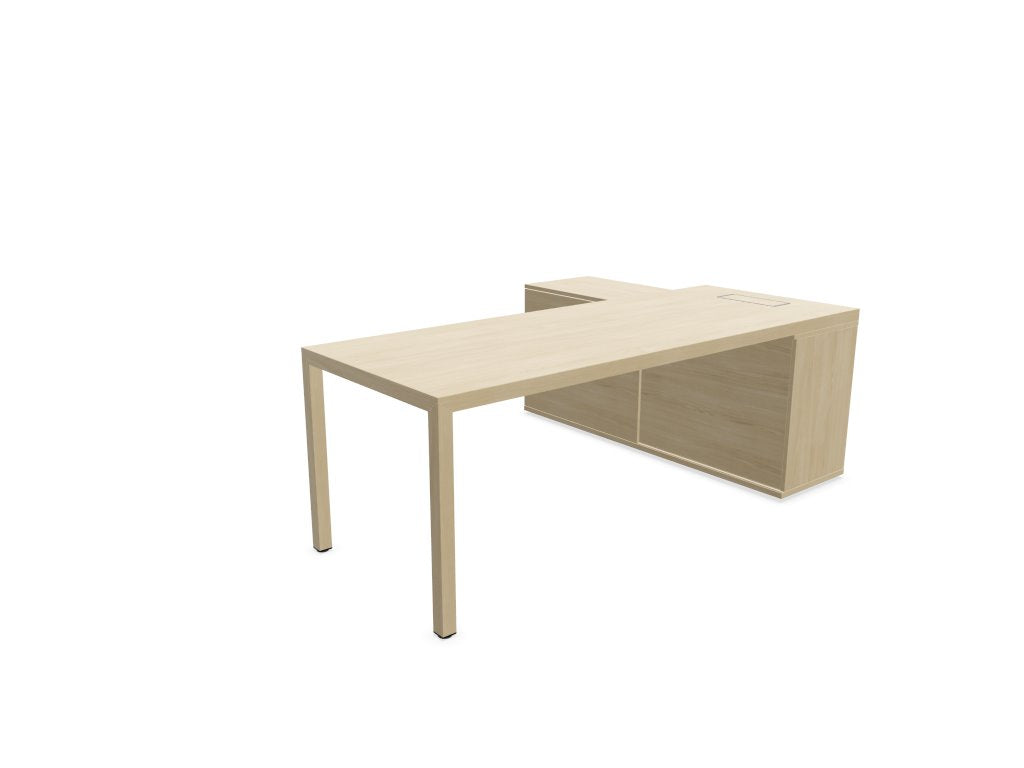 Prisma Individual Desk with supporting credenza Bench Desk Actiu Left Light Oak/Light Oak/Light Oak