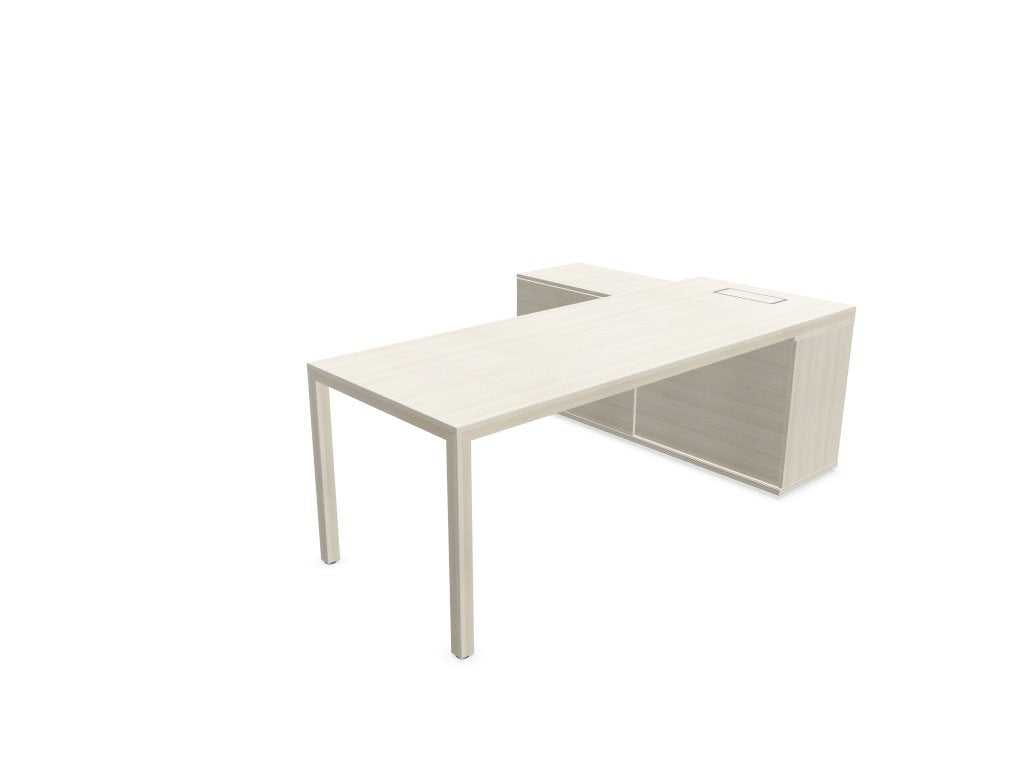 Prisma Individual Desk with supporting credenza Bench Desk Actiu Left Lime Oak/Lime Oak/ Lime Oak