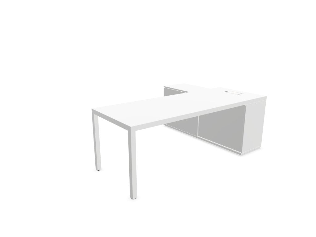 Prisma Individual Desk with supporting credenza Bench Desk Actiu Left White/White/White