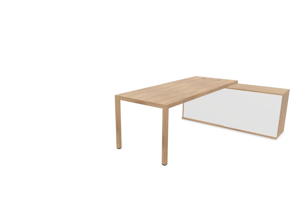Prisma Individual Desk with supporting credenza Bench Desk Actiu Right Chestnut/Chestnut/White