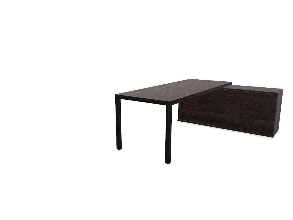 Prisma Individual Desk with supporting credenza Bench Desk Actiu Right Dark Oak/Dark Oak/Dark Oak