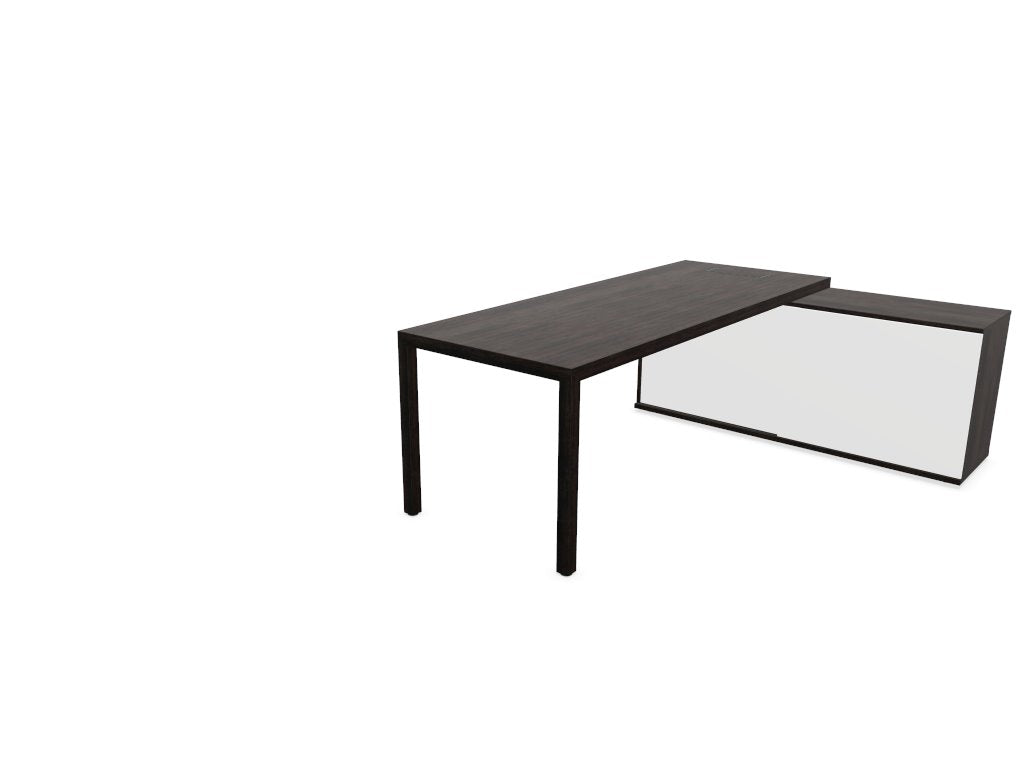 Prisma Individual Desk with supporting credenza Bench Desk Actiu Right Dark Oak/Dark Oak/White