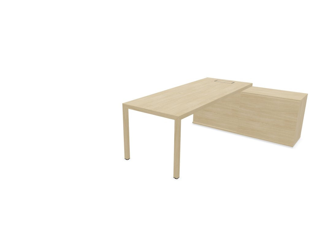 Prisma Individual Desk with supporting credenza Bench Desk Actiu Right Light Oak/Light Oak/Light Oak