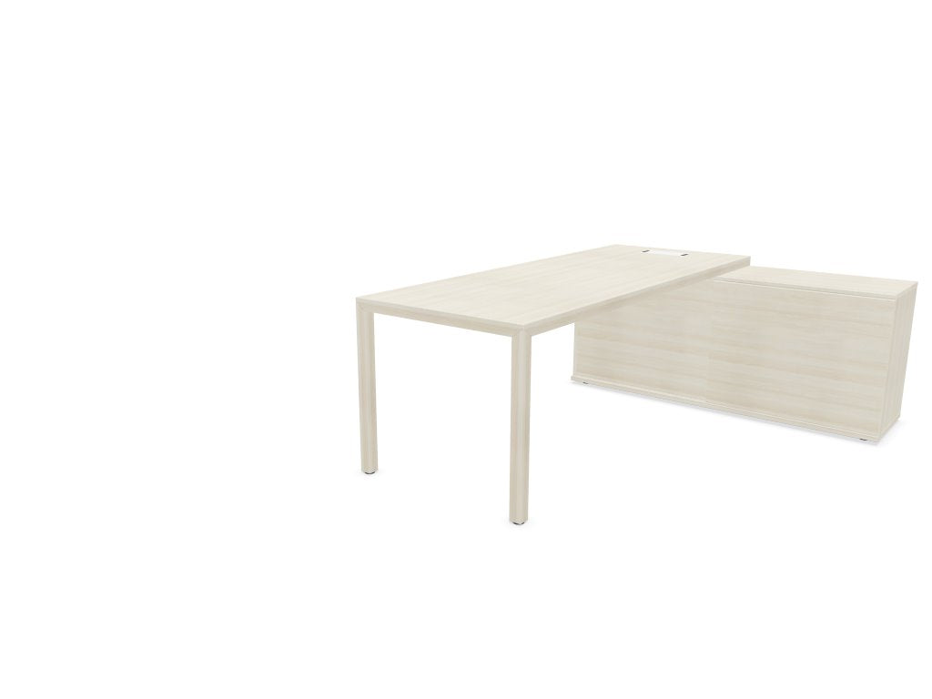 Prisma Individual Desk with supporting credenza Bench Desk Actiu Right Lime Oak/Lime Oak/ Lime Oak