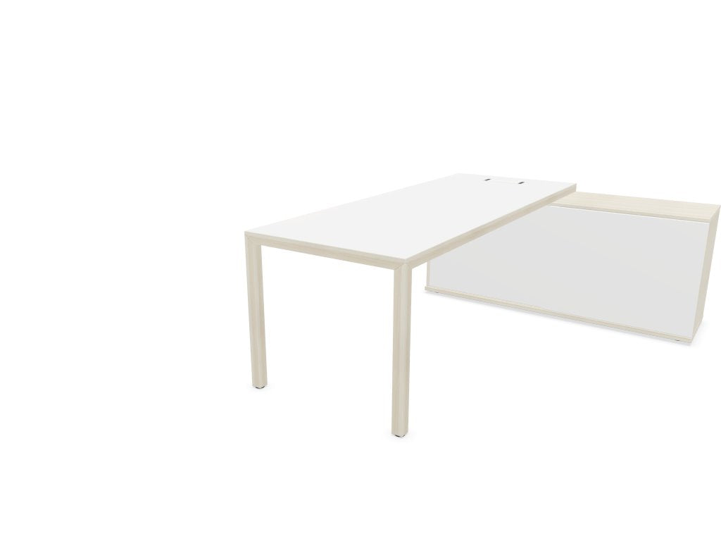 Prisma Individual Desk with supporting credenza Bench Desk Actiu Right White/Lime Oak/White