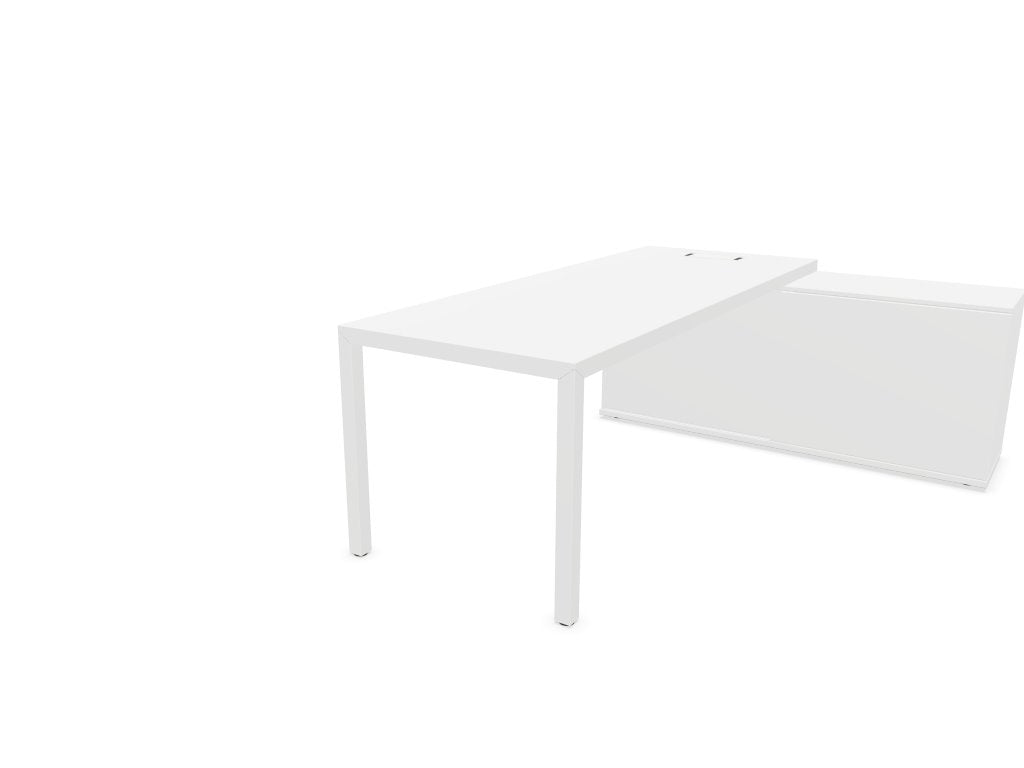 Prisma Individual Desk with supporting credenza Bench Desk Actiu Right White/White/White