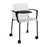 Santana 4 leg mobile chair with plastic seat and perforated back, with arms and writing tablet Seating Families Dams White Black 