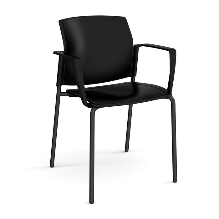 Santana 4 leg stacking chair with plastic seat and back and fixed arms Seating Families Dams Black Black 