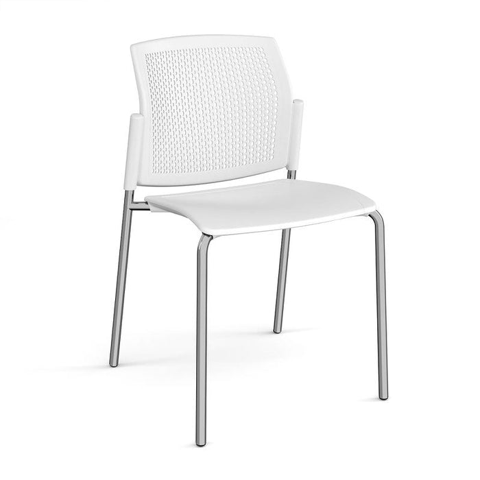 Santana 4 leg stacking chair with plastic seat and perforated back Seating Families Dams White Chrome 