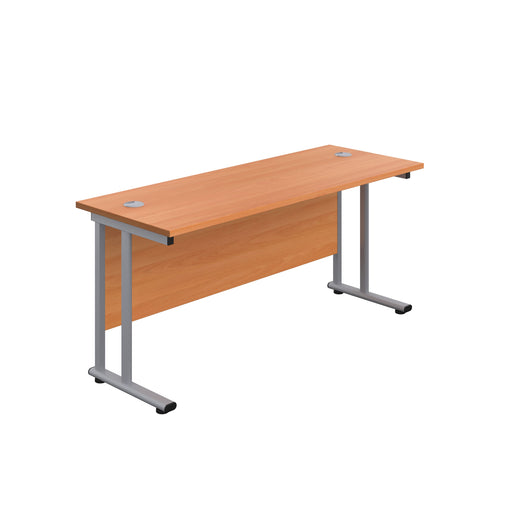 Start Next Day Delivery 600mm Deep Cantilever Office Desk WORKSTATIONS TC Group Beech Silver 1200mm x 600mm