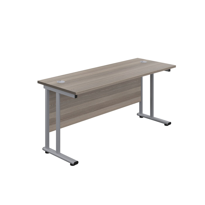 Start Next Day Delivery 600mm Deep Cantilever Office Desk WORKSTATIONS TC Group Grey Oak Silver 1200mm x 600mm