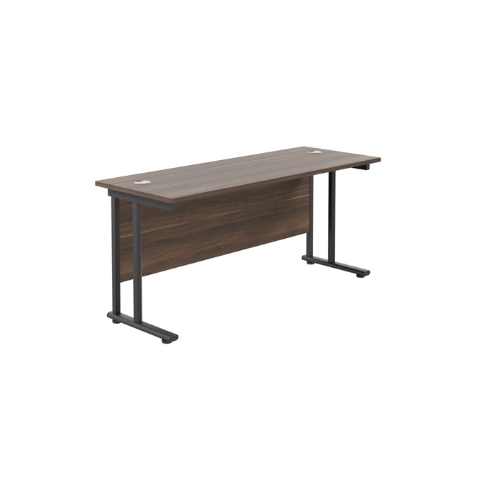 Start Next Day Delivery 600mm Deep Cantilever Office Desk WORKSTATIONS TC Group Walnut Black 1400mm x 600mm