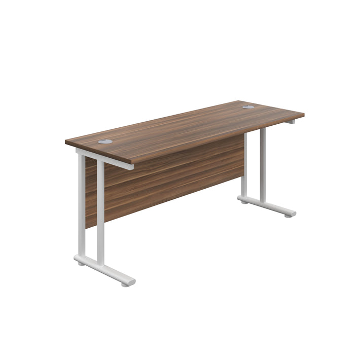 Start Next Day Delivery 600mm Deep Cantilever Office Desk WORKSTATIONS TC Group Walnut White 1200mm x 600mm