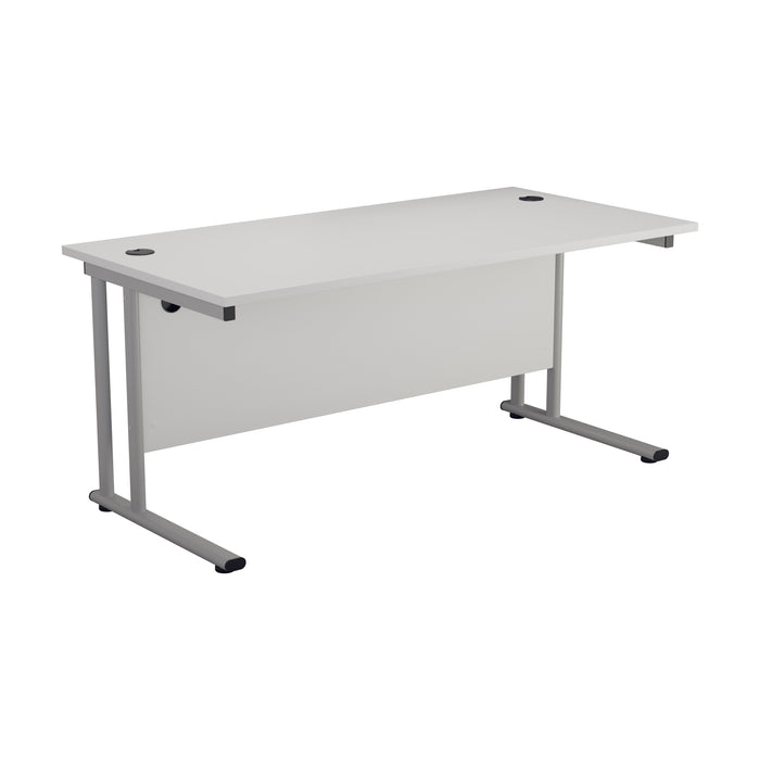 Start Next Day Delivery 800mm Deep Cantilever Office Desks White/White WORKSTATIONS TC Group White Silver 1200mm x 800mm