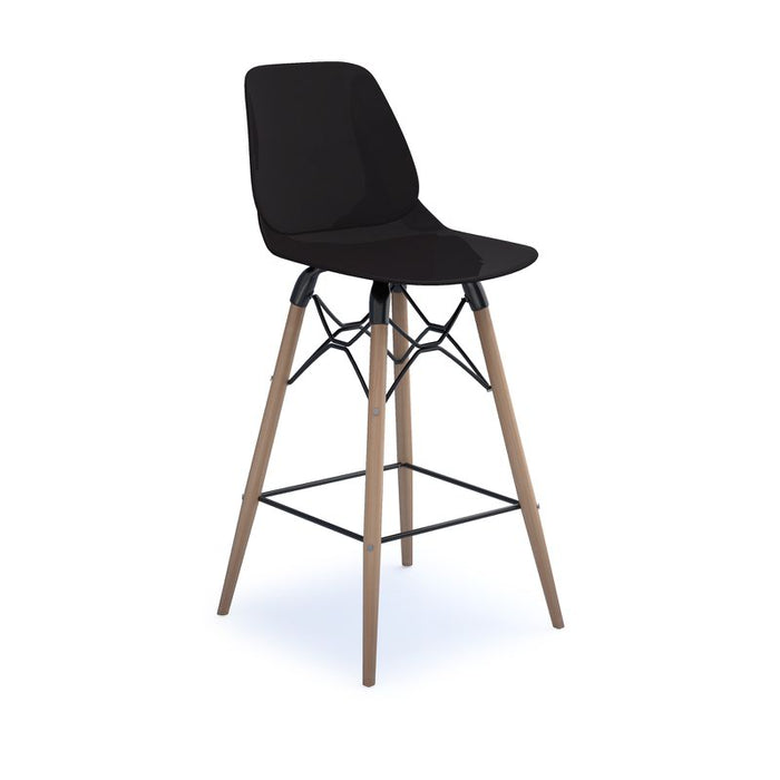 Strut multi-purpose stool with natural oak 4 leg frame and black steel detail Seating Dams Black 